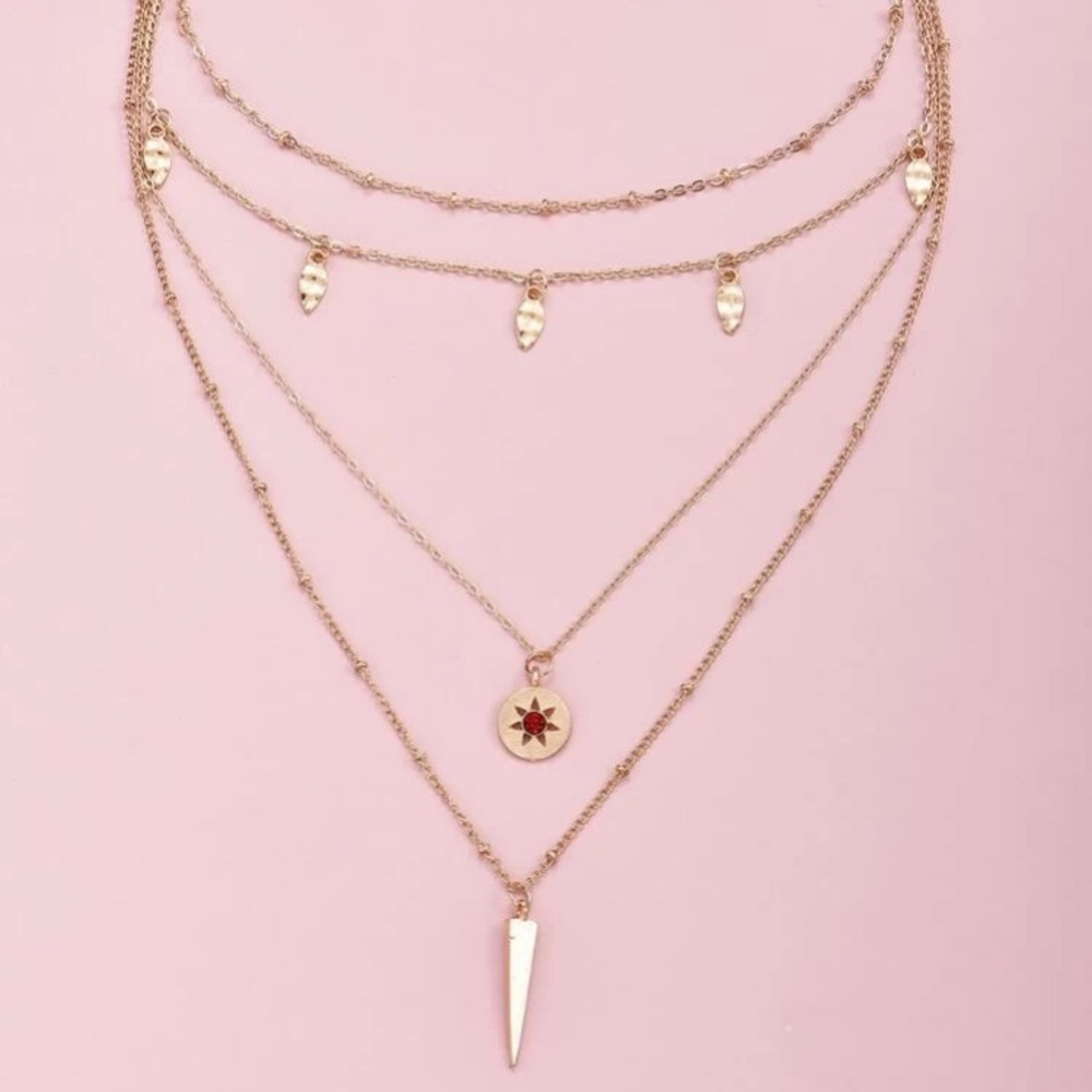 Layered Red Crystal Necklace